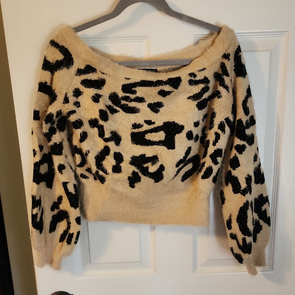 Blue Blush Leopard Print Sweater